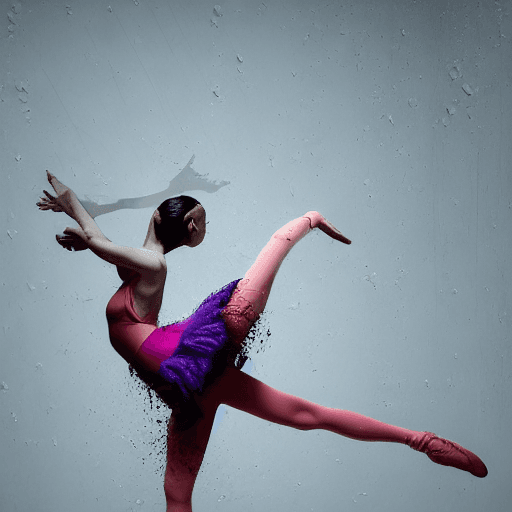 AI generated: Urban Ballerina with tutu and body from balenciaga, Dripping paint across the shape :: realistic cha...
