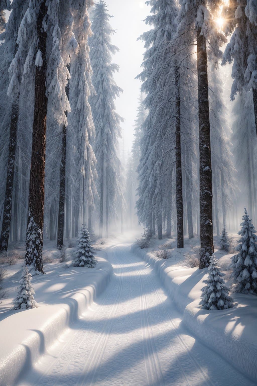 AI generated: winter frozen forest, siberia, stone, digital art, photo, masterpiece, best quality, high quality, h...