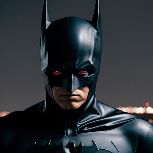 AI generated: sharp focus action photo of dark red batman, ferrofluid costume, piercing eyes, reflections, gothic ...