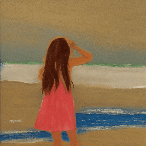 AI generated: The girl in the beach
