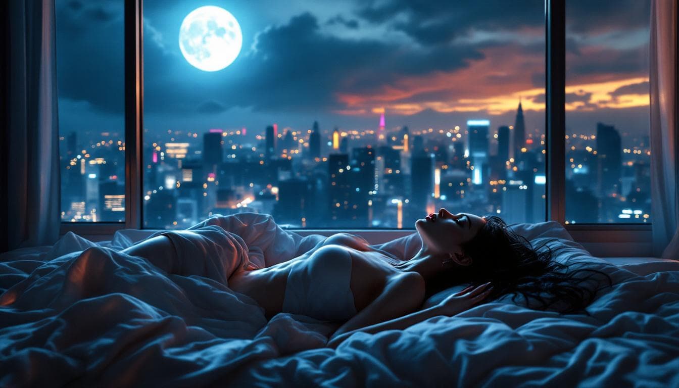 AI generated: "Ultra-realistic, cinematic overview of a luxurious modern bedroom, bathed in the soft, ethereal glo...