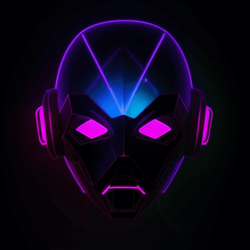 AI generated: dark background, horror, scifi, mask. holographic, neon shadow