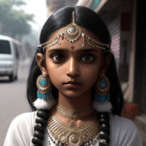 AI generated: street style photo portrait of the young indian girl, sparklecore, appropriation artist, clear edge ...