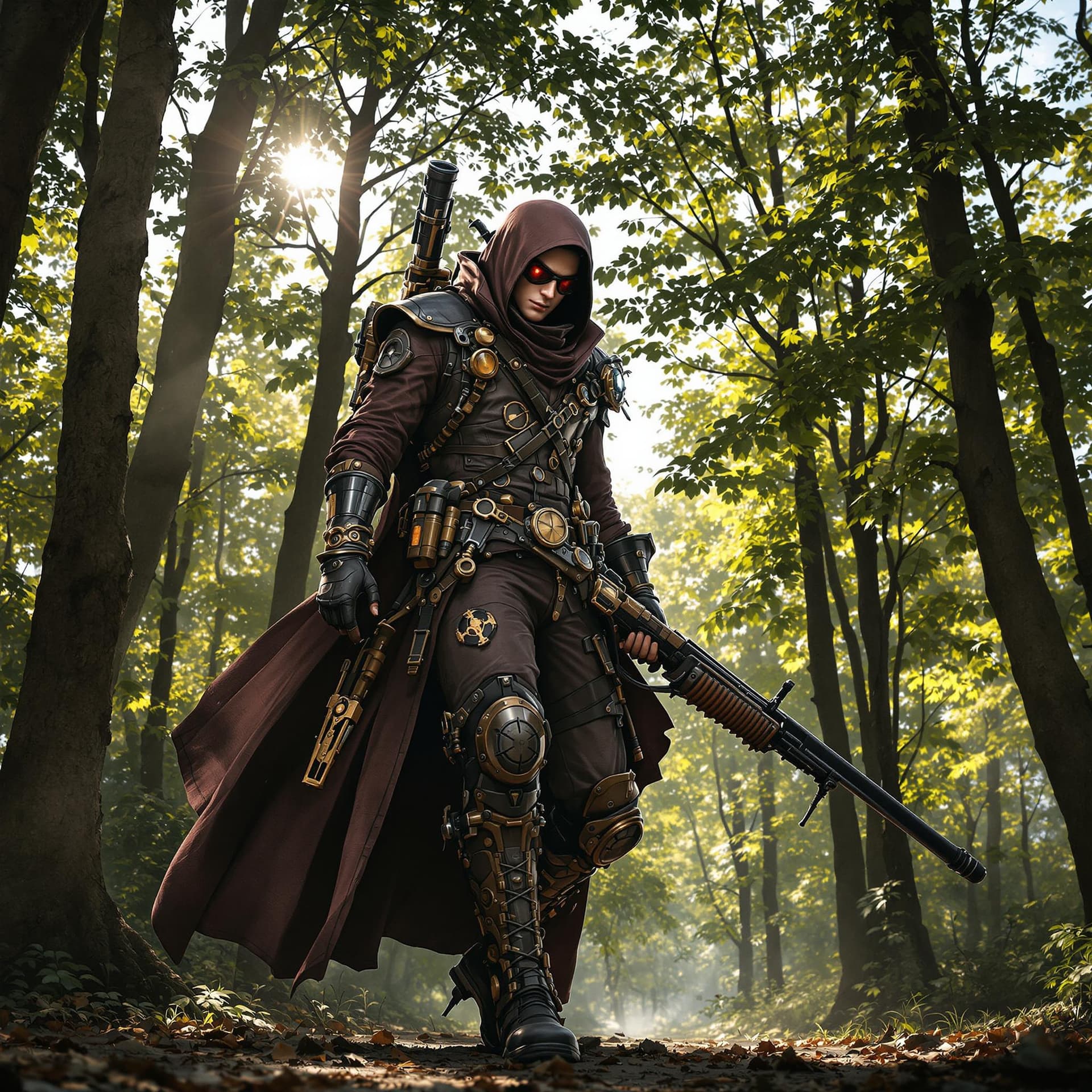 AI generated: a young male sharpshooter (zoom out full body, head to toe), inspired by Dante Sparda from Devil May...