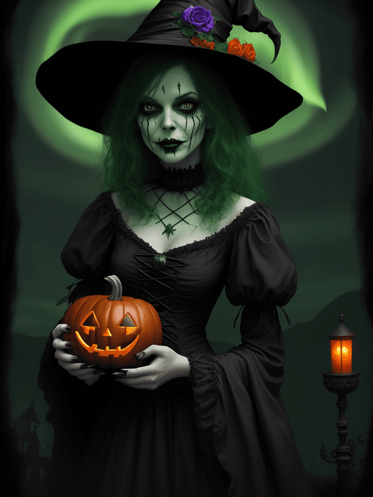 AI generated: halloween witch halloween witch halloween halloween halloween witch, in the style of photobashing, c...