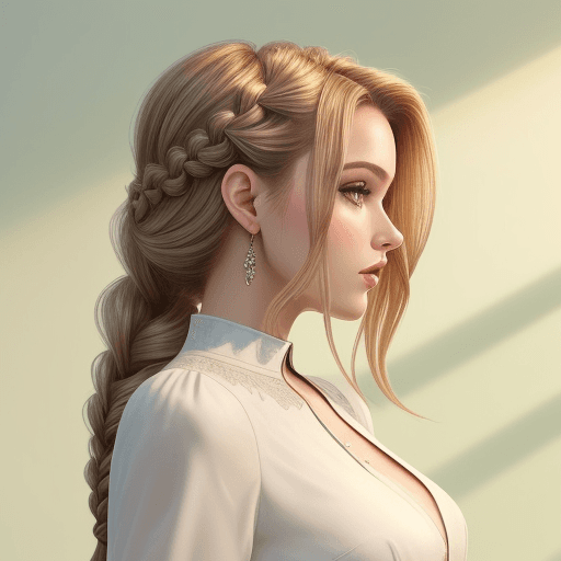 AI generated: An image of a beautiful woman, Halo Braid hair style, slim with curves, spring season outfits, studi...