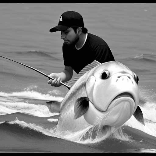 AI generated: oso pescando en color blanco y negro