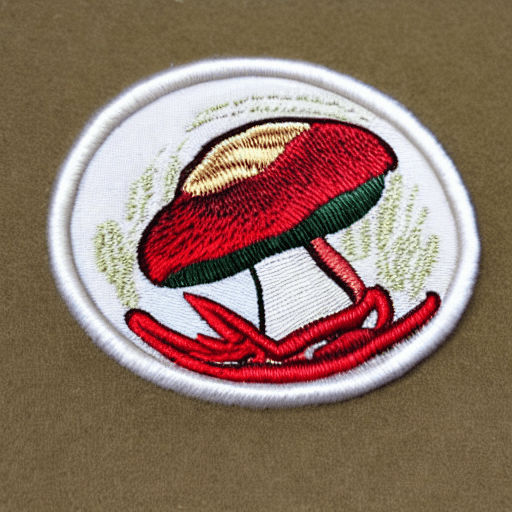 AI generated: embroidered mushroom identification merit badge design for professional embroidery machine, foraging...