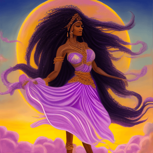 AI generated: Photo of an ultra realistic, brown-skinned goddess with an extremely gorgeous face and flowing hair ...