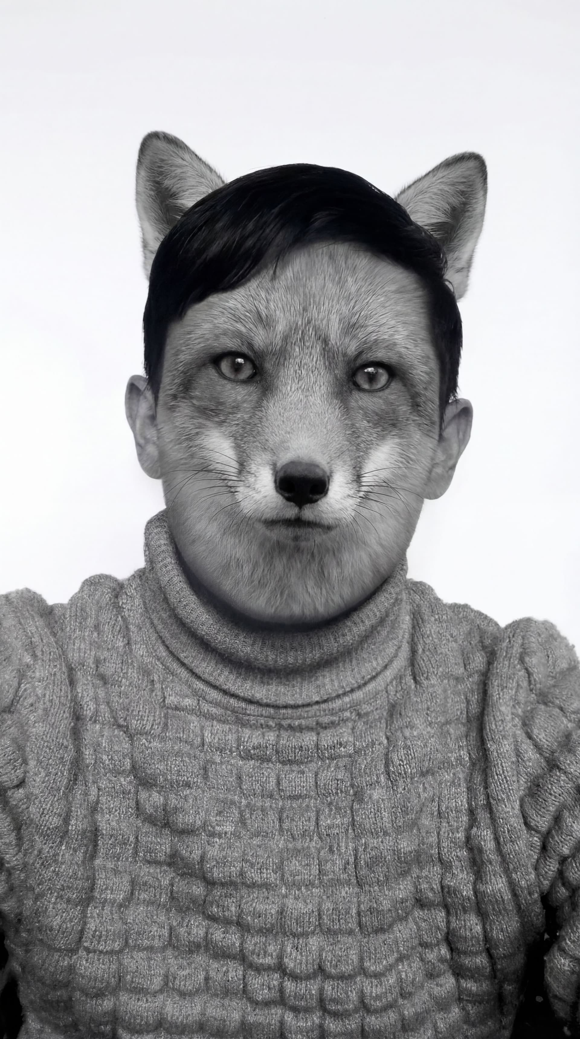 AI generated: anthropomorphic man
white background studio shot
