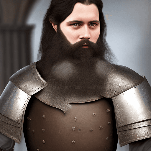 AI generated: Ultra high resolution photography of a medieval male, named Geoffrey of Trigen with dark hair and be...