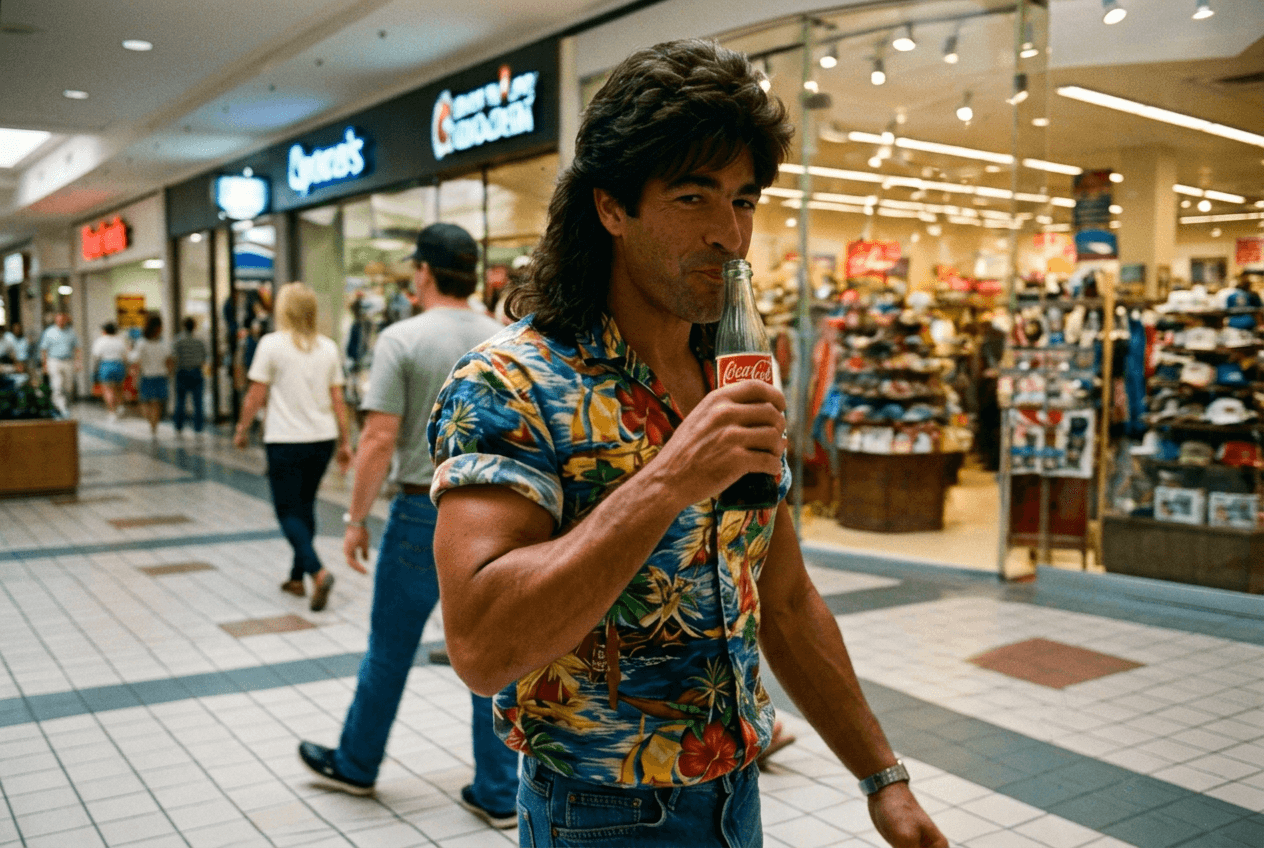 AI generated: Make this image into a professional 35mm lens SLR Photo that was taken in 1988 with appropriate indo...
