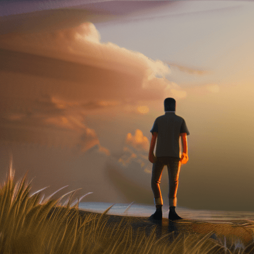 AI generated: Photo of a ultra realistic sunrising with a father and his daughter looking at it, dramatic light, p...