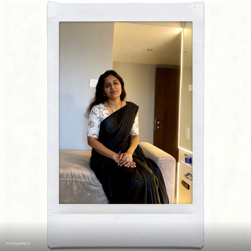 AI generated: polaroid photograph of an Asian model, sitting on the edge --chaos 75 --ar 1:2 --raw --profile we14m...