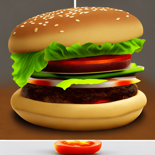 AI generated: Thin burger, realistic photo (without tomato or any other ingredient)