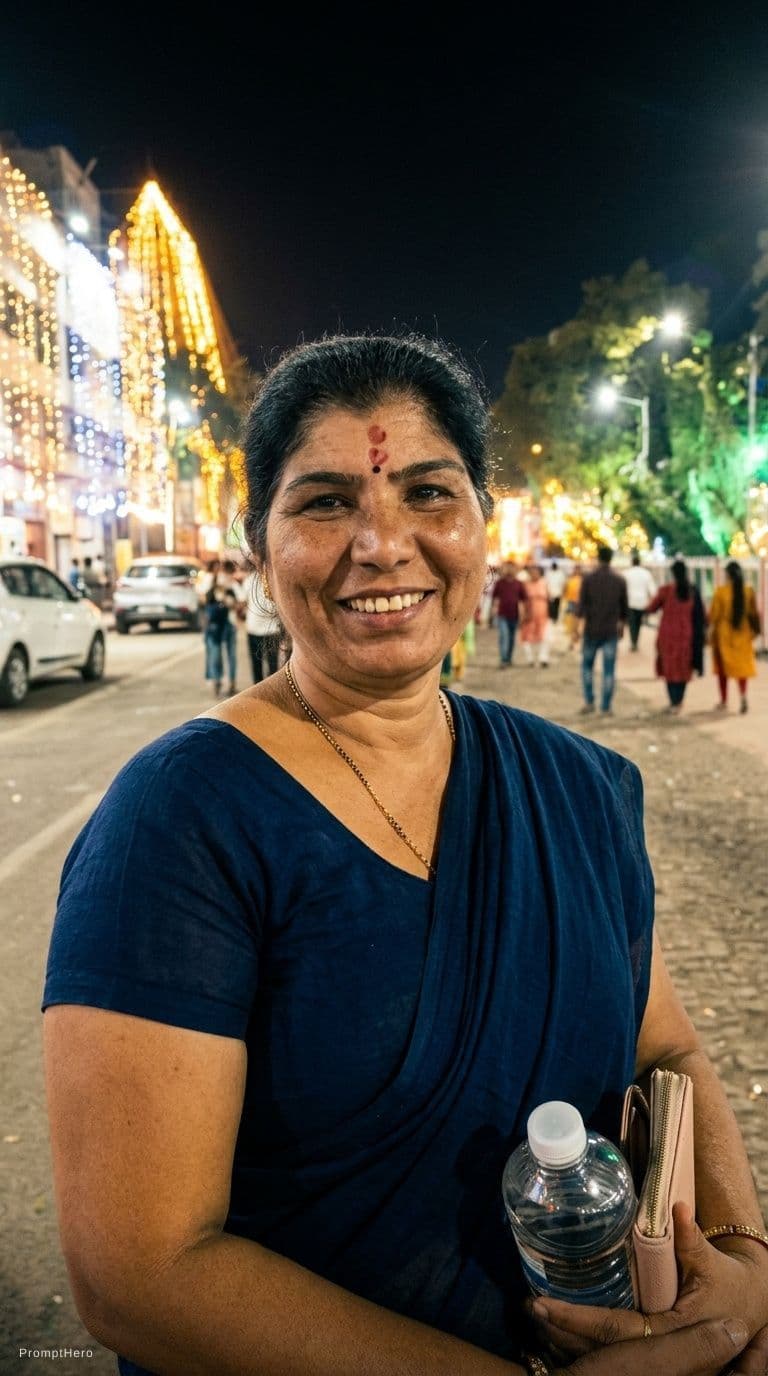 AI generated: Aunty in her blouse only with big body