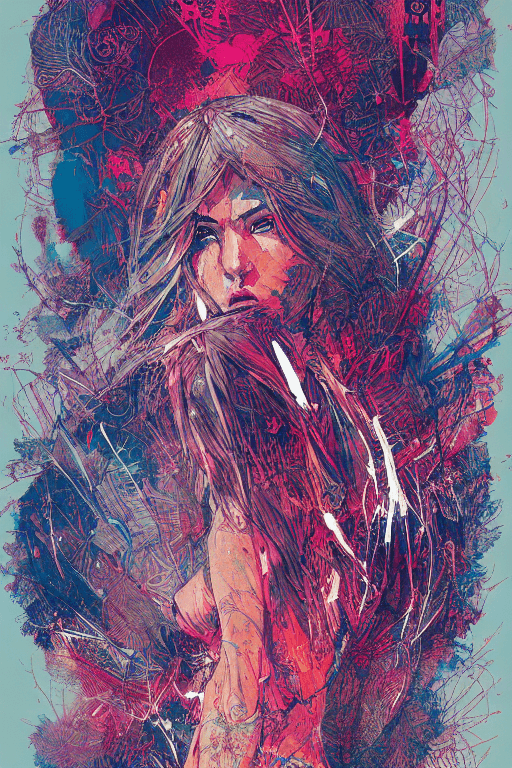 AI generated: poster of warrior princess| standing on hill |centered| key visual| intricate| highly detailed| brea...