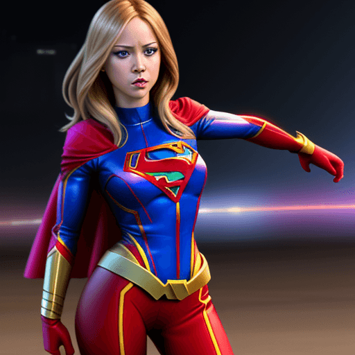 AI generated: Sasha Calle Supergirl supersuit from flash movie 2023, with red boots, show legs,