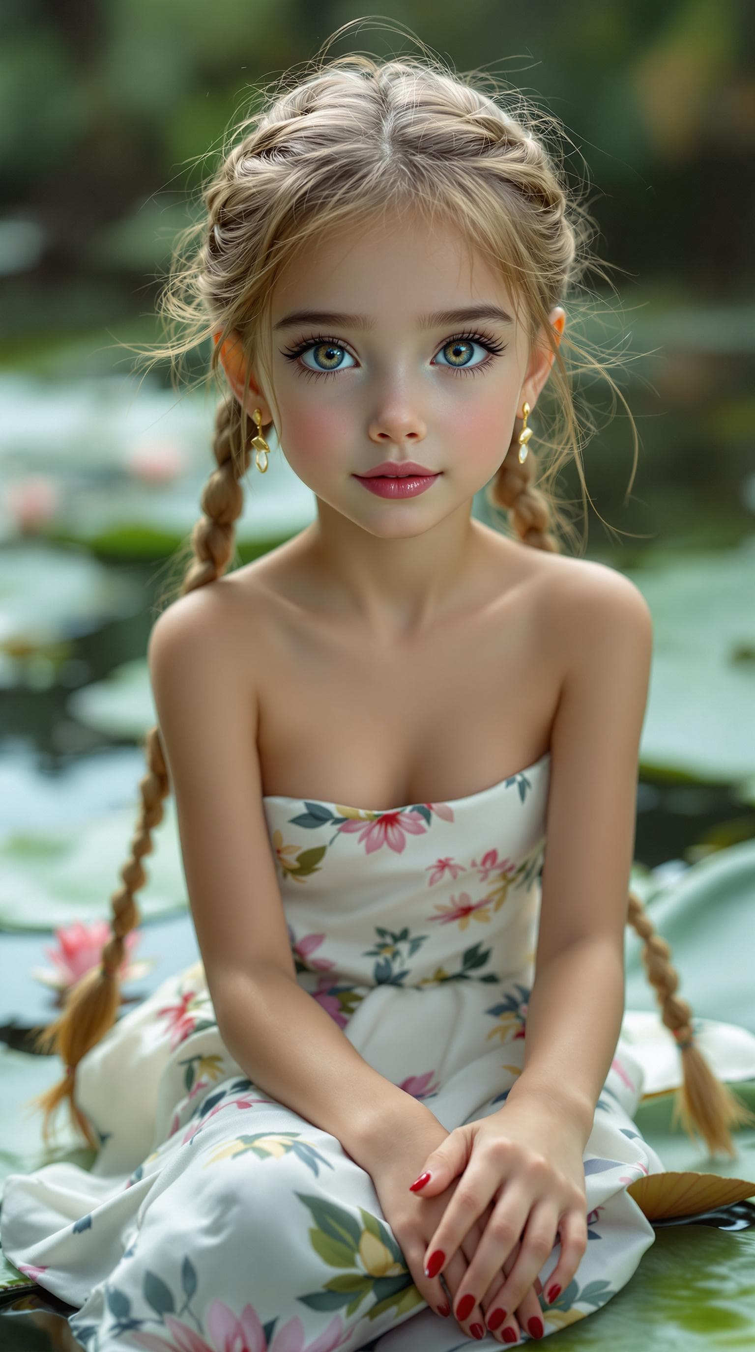 AI generated: a professional photo of a exceptionally beautiful girl in the world (age 10), (ten year old),  tiny ...