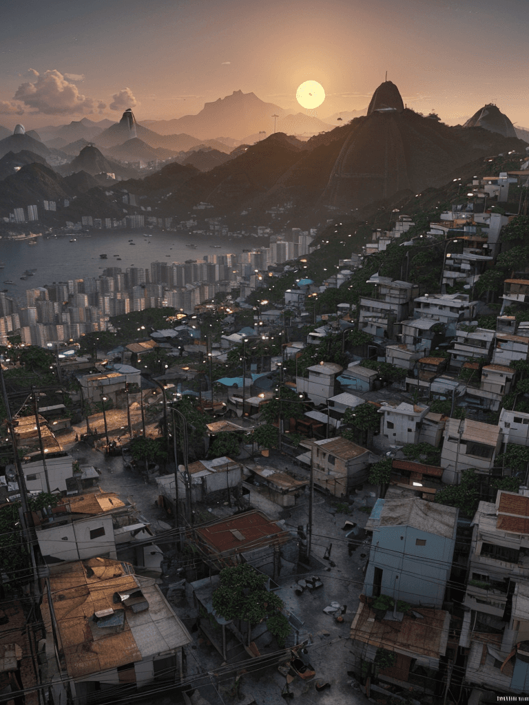 AI generated: Photo of a ultra realistic Favela of Rio de Janeiro, dramatic light, pale sunrise, cinematic lightin...