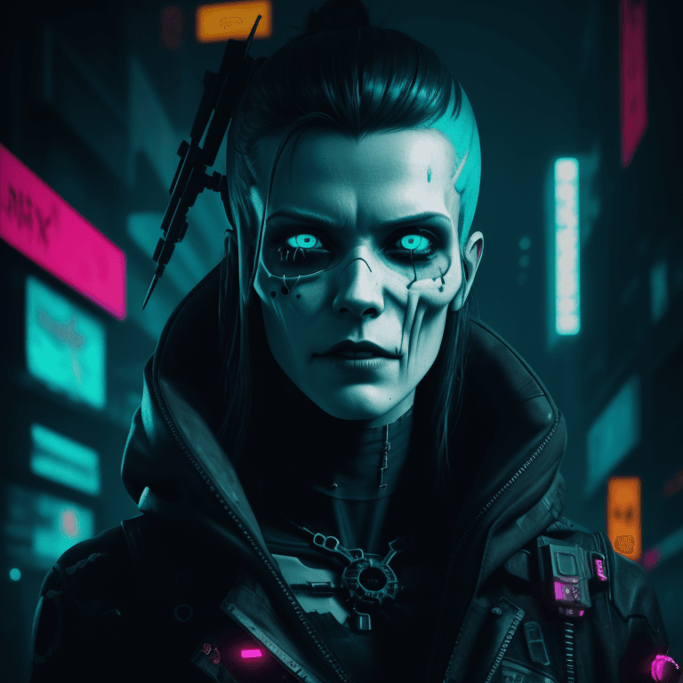 AI generated: Cyberpunk skull photographic cinematic