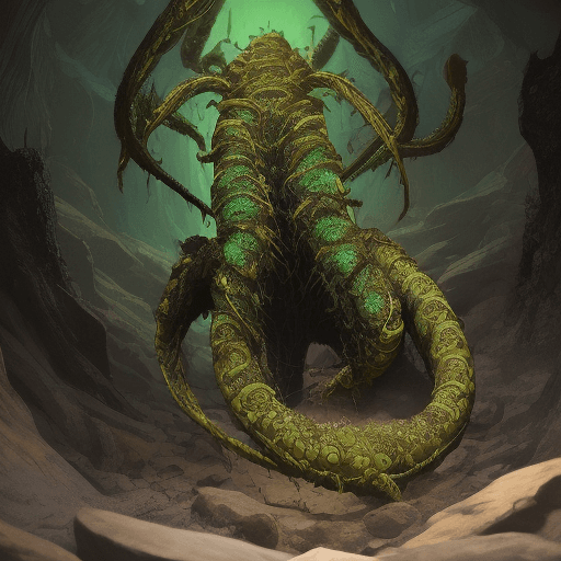 AI generated: Full body photo of a scary alien creature that looks like a centipede with venom coming out from its...