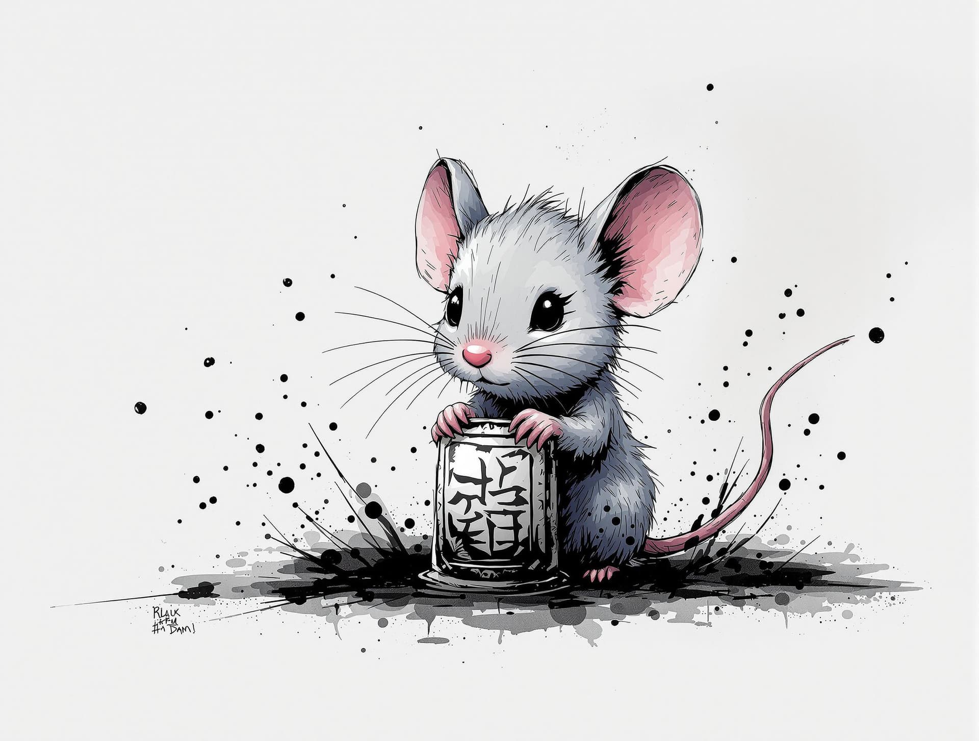 AI generated: exquisite，best quality, original, wallpaper,  complicated_background,ink style background， a cute Mo...