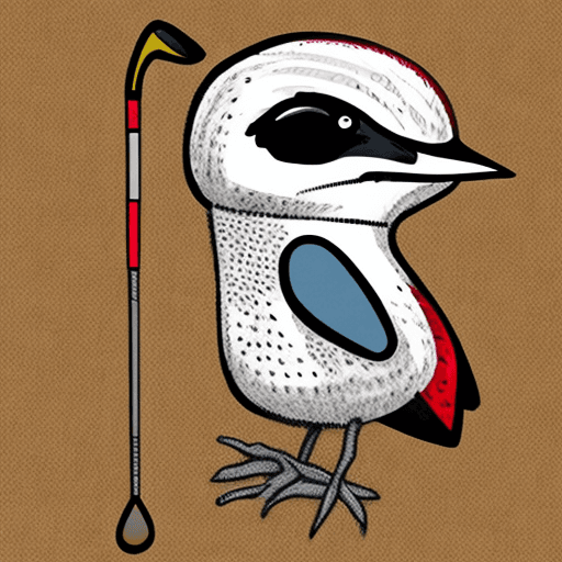 AI generated: cute woodpecker with golf club, coloring page for kids, cartoon style, low detail, thick lines, no s...