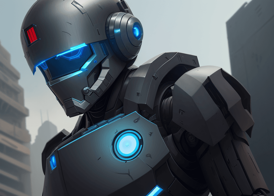 AI generated: a close up of a robot wearing a helmet, matte painting unreal engine, as a fortnite character, film ...