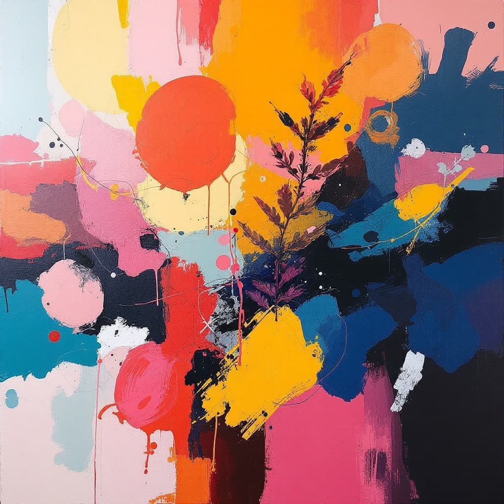 AI generated: A captivating collection of abstract paintings that delve into the connection between color, shape, ...