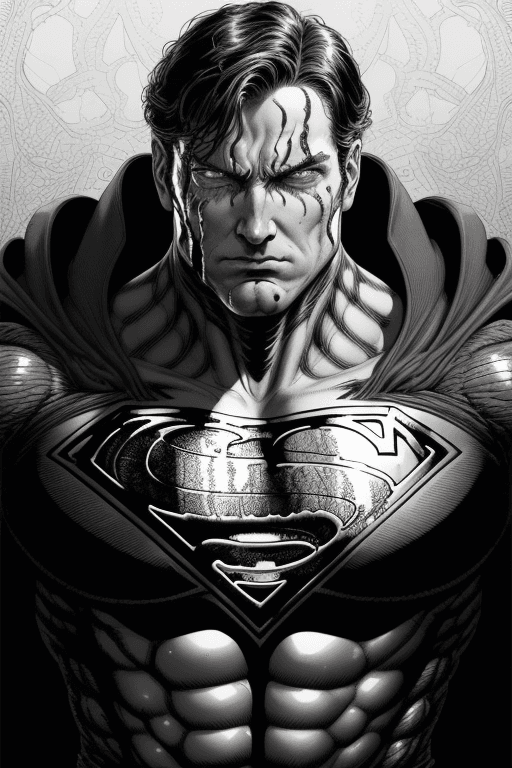 AI generated: colorful!!! venom superman portrait by laurie greasley and hans bellmer, ( ( etching by gustave dore...