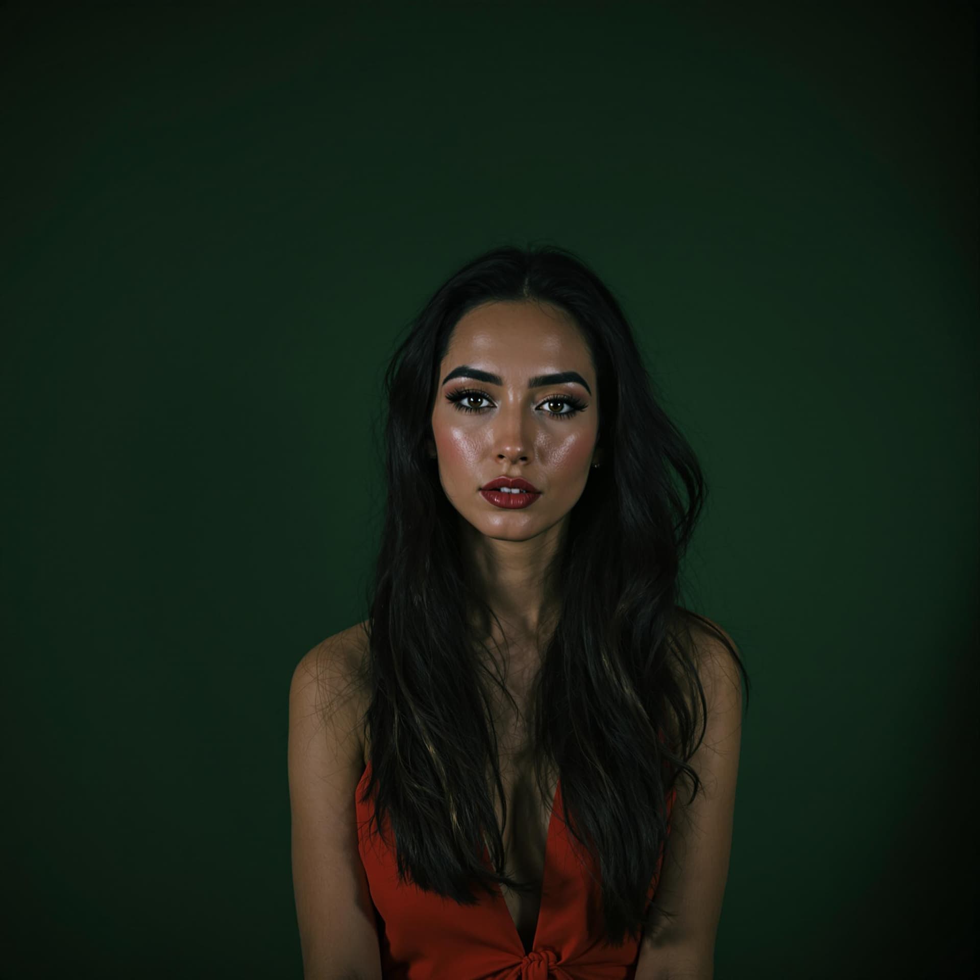 AI generated: MJ v6, Portrait photography of a woman in a red dress, in the style of unsplash photography, street ...