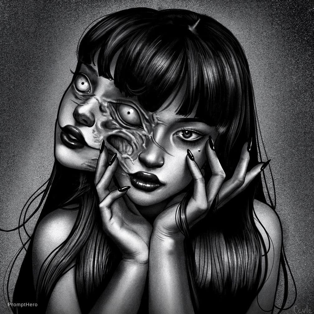 AI generated: a bold creation of tomie, supernatural, confident and striking.
