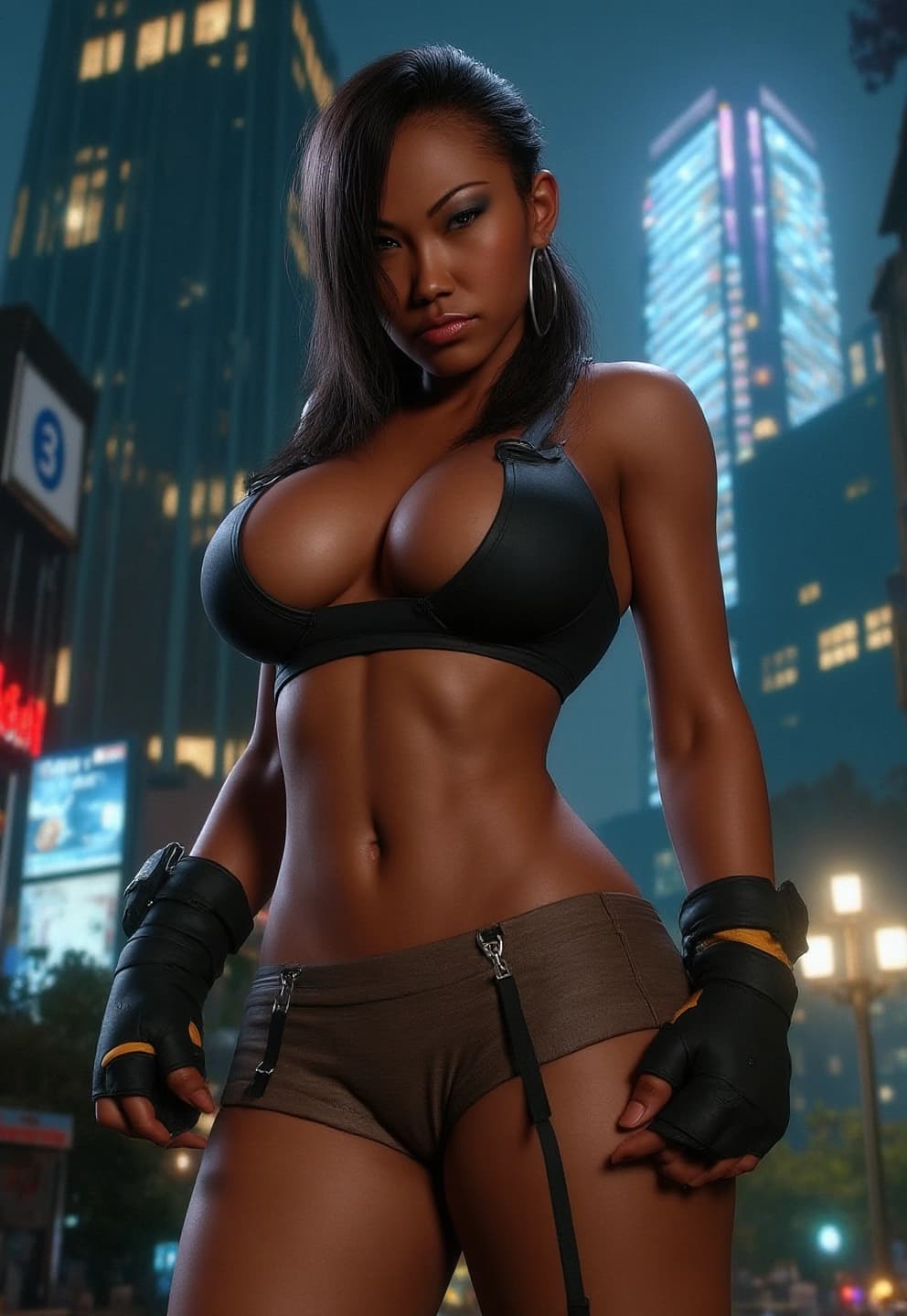 AI generated: Create a vibrant RPG scene inspired by Final Fantasy VII, featuring Tifa Lockhart in a dynamic actio...