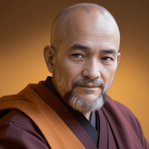 AI generated: portrait photo of a 58 year old monk, looking ahead to the camera, cinematic, 50mm portrait photogra...