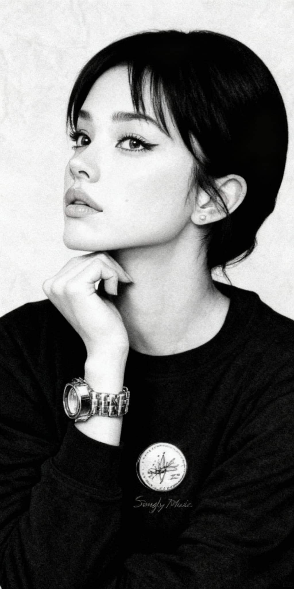 AI generated: A detailed sketch of Billie Elish captured in a minimalist, high-contrast portrait style reminiscent...