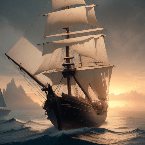 AI generated: Photo of a ultra realistic sailing ship, dramatic light, pale sunrise, cinematic lighting, battered,...