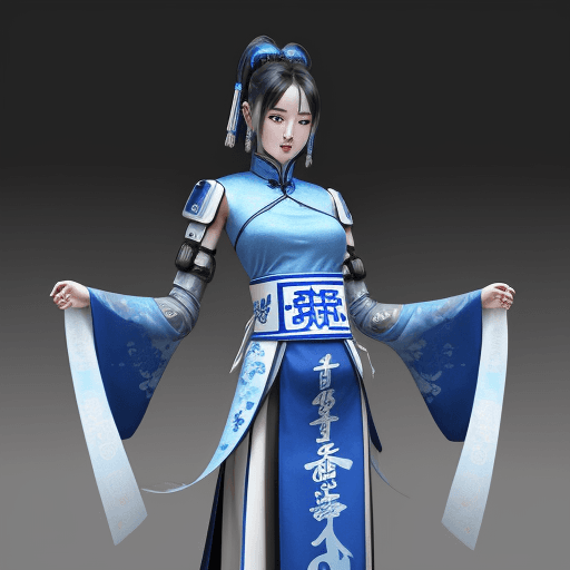 AI generated: Blue and White Technology Cyberpunk Traditional Chinese Drama Modeling