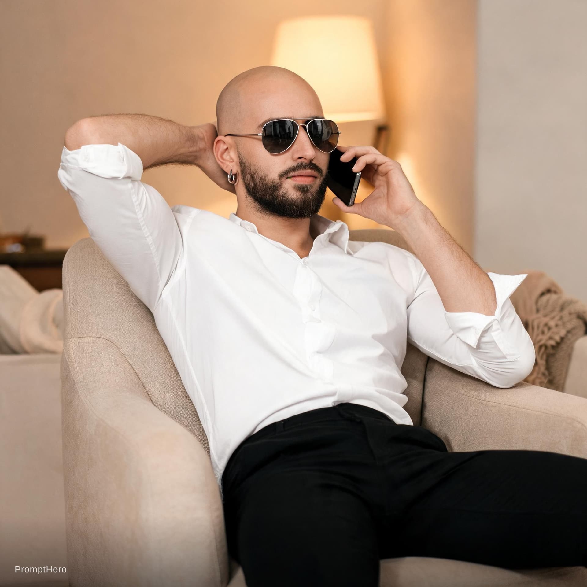 AI generated: a stylish young man with a lean, toned physique (around 57 kg, 5'6 tall) — his beard remains unchang...