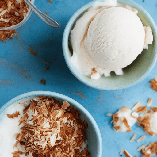 AI generated: a photo of coconut ice cream in a bowl