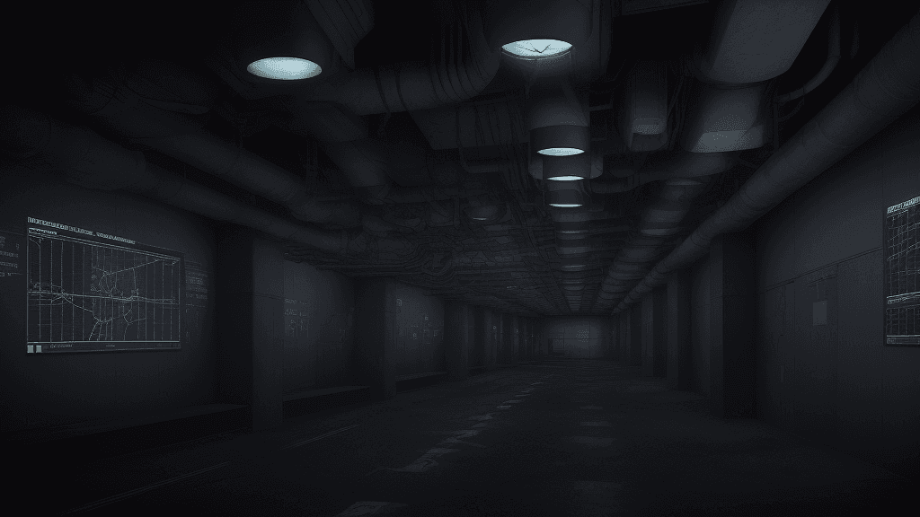 AI generated: Picture a dark, mysterious underground facility. The atmosphere is tense, with dimly lit corridors s...