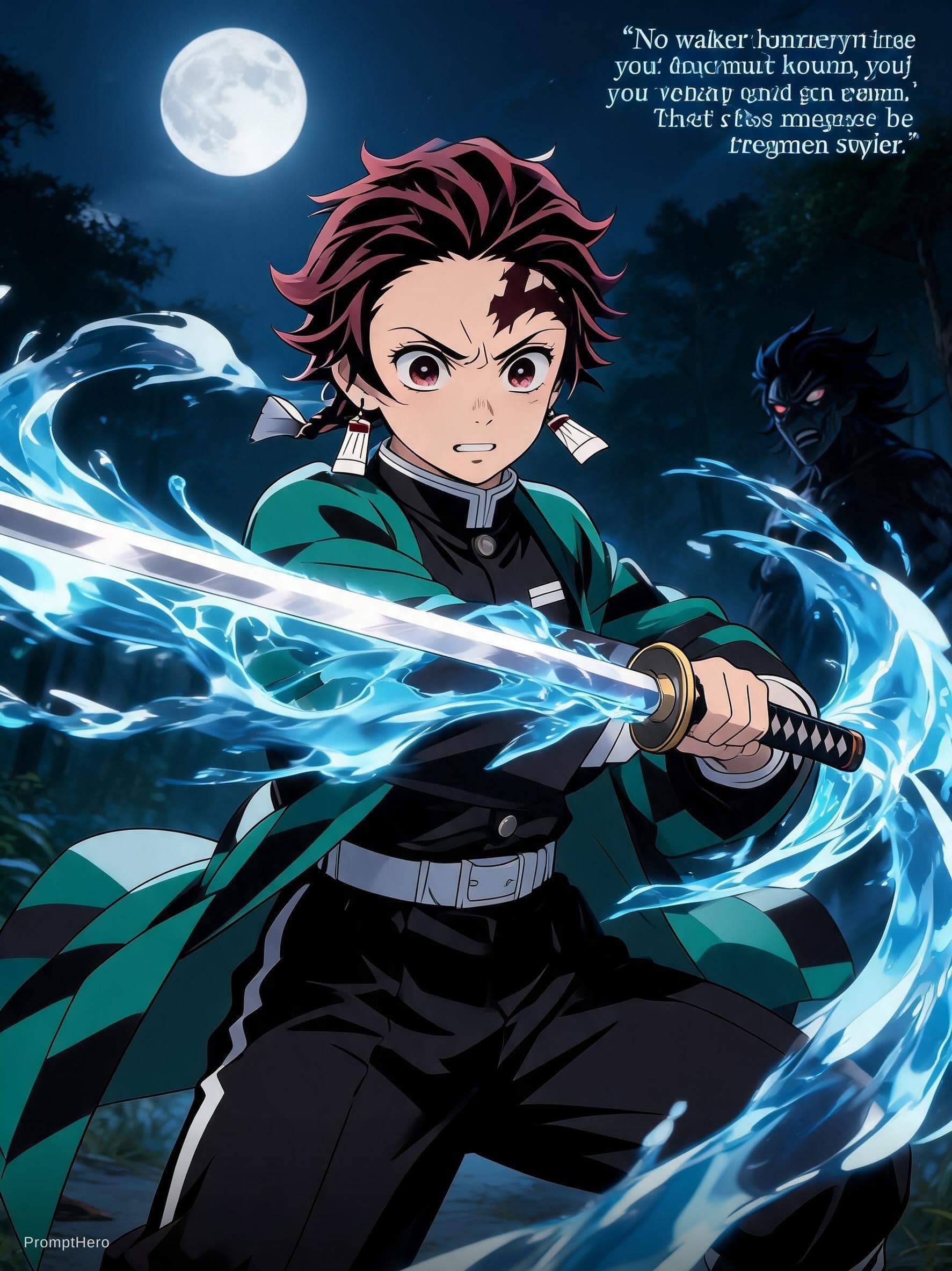 AI generated: generate an image of tanjiro from Demon Slayer – Tanjiro’s Unbreakable Will
Quote: “No matter how ma...