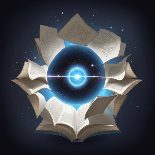 AI generated: open book but pages are displaying multiple small universes that opens through magic portals