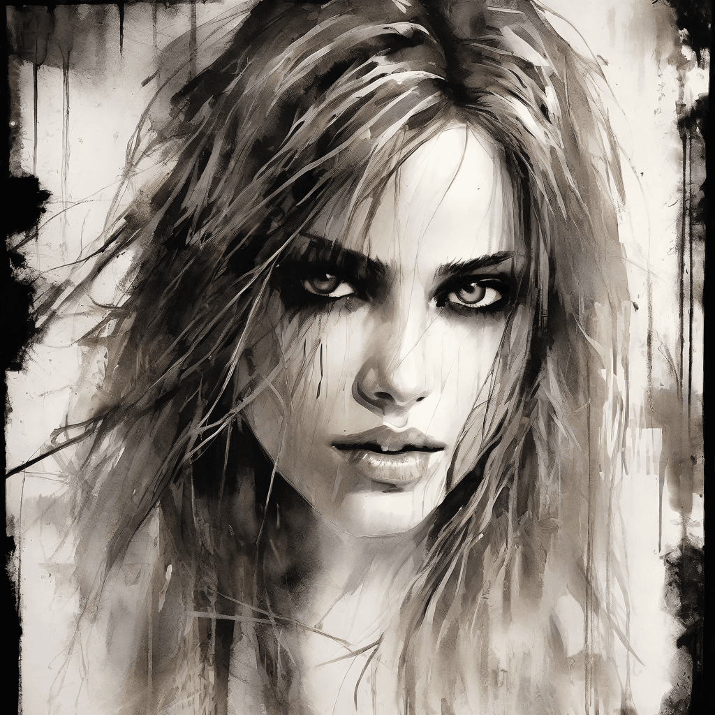 AI generated: A highly detailed (((luis royo fantasy style dark female portrait))), of a very beautiful and striki...