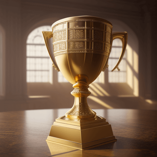AI generated: High resolution of "TOP 5" real estate trophy splashed with gold, real estate magazine; 8k, intricat...
