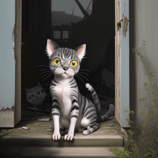 AI generated:  reate a story about the adventures of a small, ugly, and thin cat, with a lopsided appearance and o...