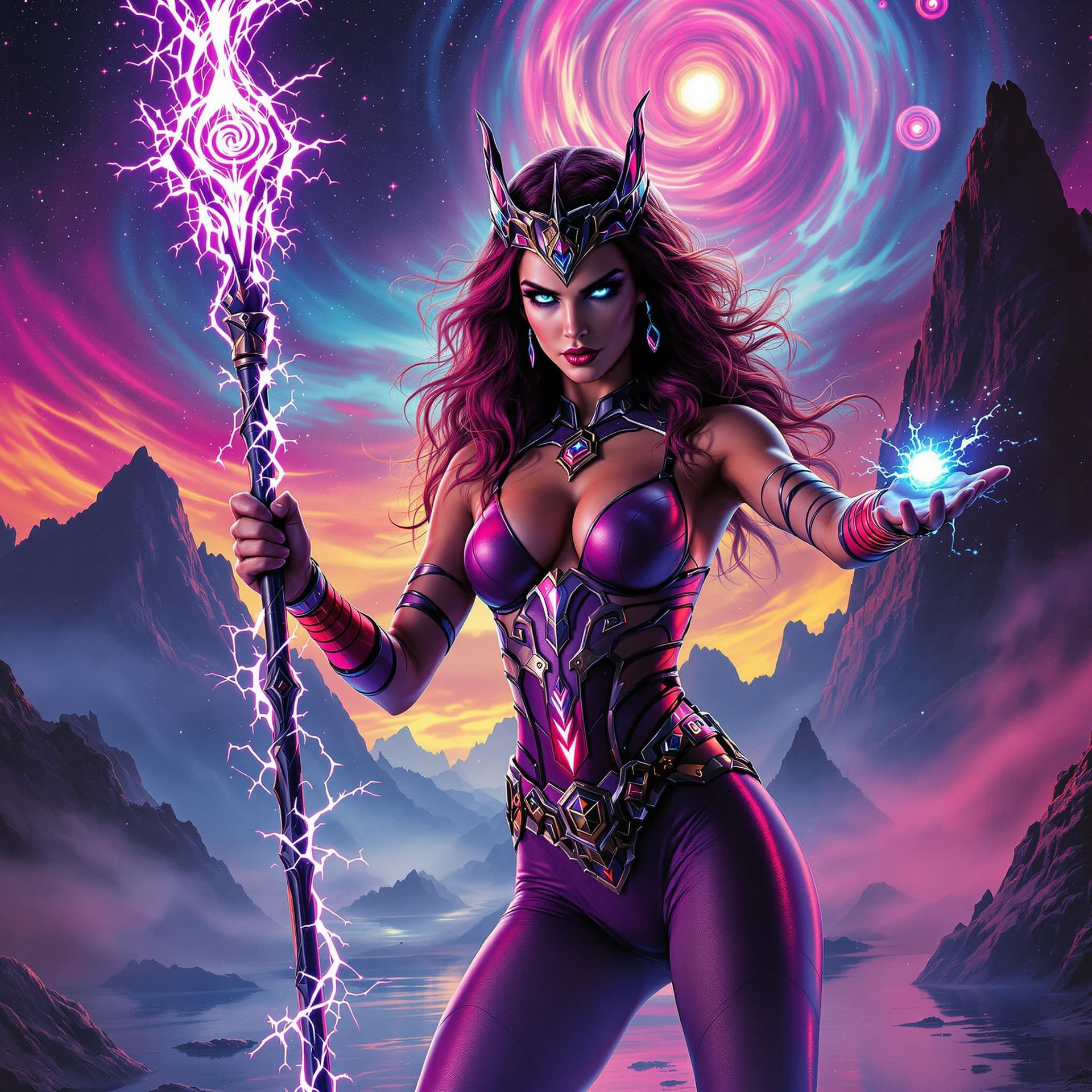 AI generated: A fictional 1980s-style movie poster featuring a young Jennifer Connelly as Evil-Lyn from Masters of...