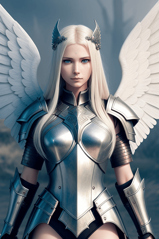 AI generated: a beautiful ethereal female warrior archangel, hauntingly beautiful, long blonde hair, pale skin, bl...