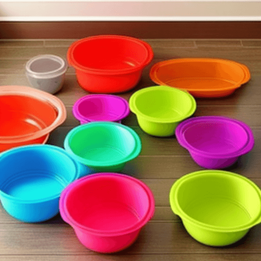 AI generated: tupperware bowls on the floor
