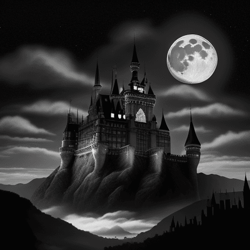 AI generated: This is the background on which the night is depicted, the moon shines, and small clouds. The huge c...